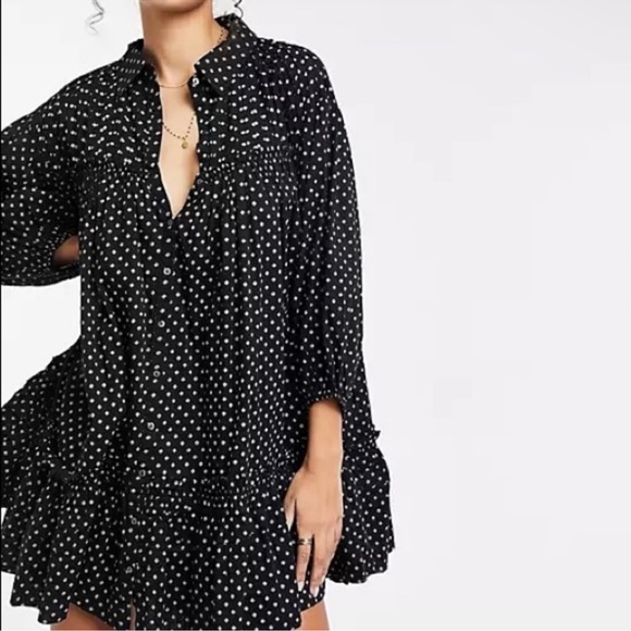 NWOT $98 ✨Free People✨ Full Swing Printed Mini Dress - Oversized XS - Picture 2 of 4